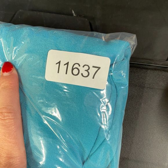 Kate Hill Blouse Women 18W Plus Blue V-Neck Tie Up Sleeveless Silk Wide Strap - Picture 8 of 8